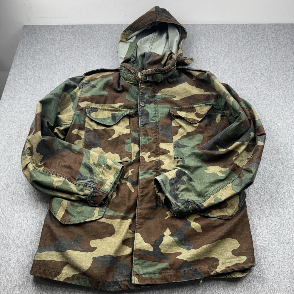 US Army Jacket Mens Medium Regular Green Camo Coat Cold Weather Field Daly